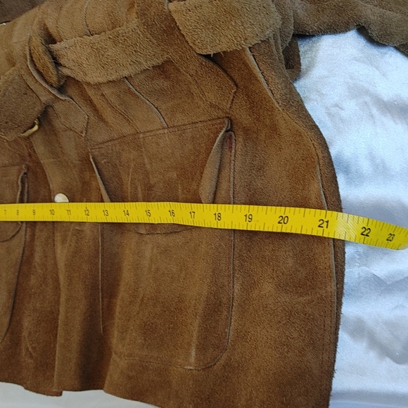 Vintage rugged suede snap front jacket L with belt - Picture 10 of 10